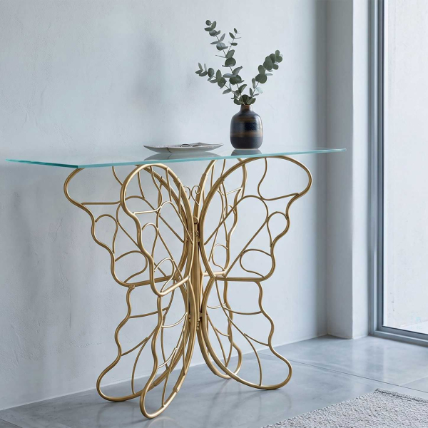Console en métal doré Butterfly 110 x 40 x 76 cm - MAURO FERRETTI