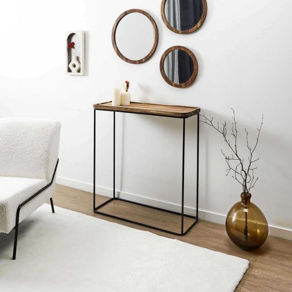 Console en métal et plateau en acacia - THE HOME DECO FACTORY