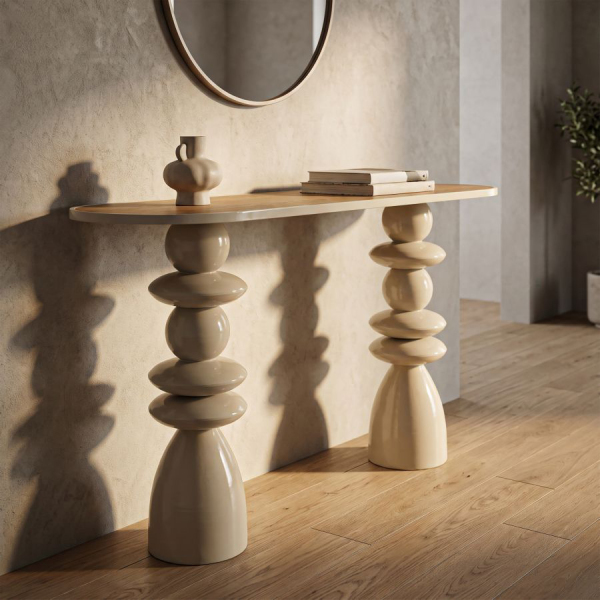 Console en métal avec plateau en bois Top 150 x 45 x 77.5 cm - MAURO FERRETTI