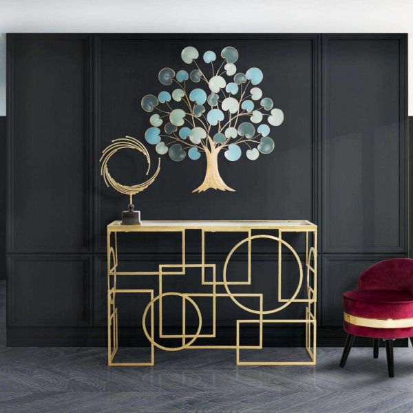 Console en métal plateau en verre Marie 120 x 41 x 81 cm - MAURO FERRETTI