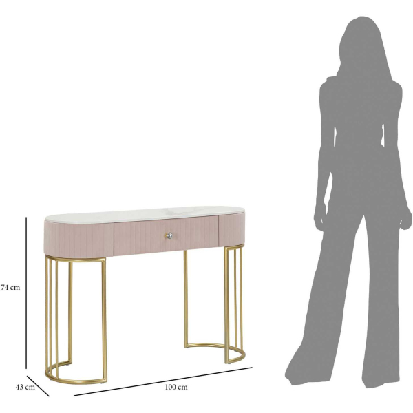 Console en métal avec tiroir Montpellier 100 x 40 x 75 cm - MAU-0829