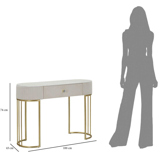 Console en métal avec tiroir Montpellier 100 x 40 x 75 cm - MAU-0828
