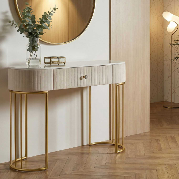 Console en métal avec tiroir Montpellier 100 x 40 x 75 cm - MAURO FERRETTI