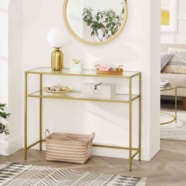 Console en métal et verre trempé Bryce - HANAH HOME