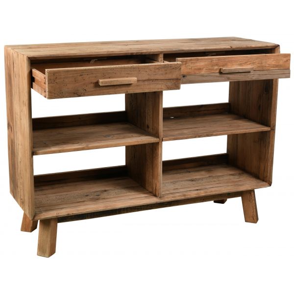 Console en pin recyclé étagères et tiroirs REWOOD - AUBRY GASPARD