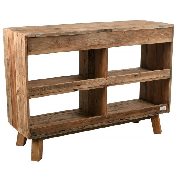 Console en pin recyclé étagères et tiroirs REWOOD - AUB-3998