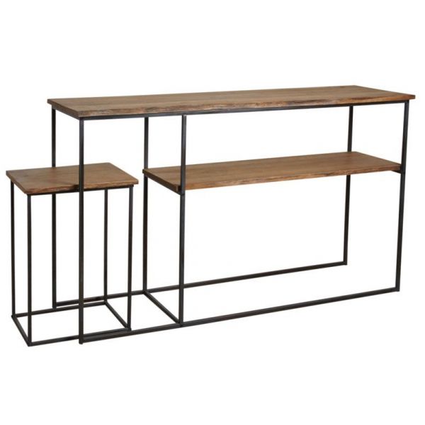 Console avec table gigogne en bois et métal Ter