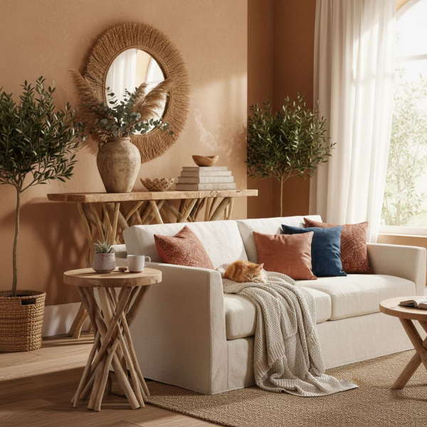 Console teck pied branchage Puzzle - Arthur - AUB-4096