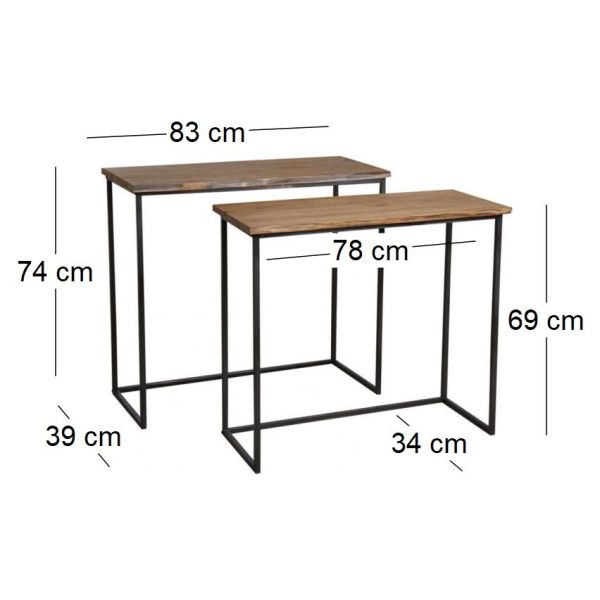 Consoles en bois et métal Ubi (Lot de 2) - AUB-3016