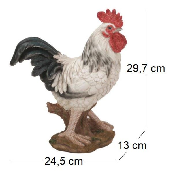 Coq blanc en résine 30 cm - RIV-0150