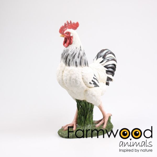 Coq blanc en résine 30 x 17 x 49 cm - Farmwood animals