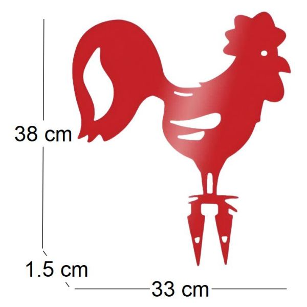 Coq décoratif en acier coloré sur pic - CHR-0100