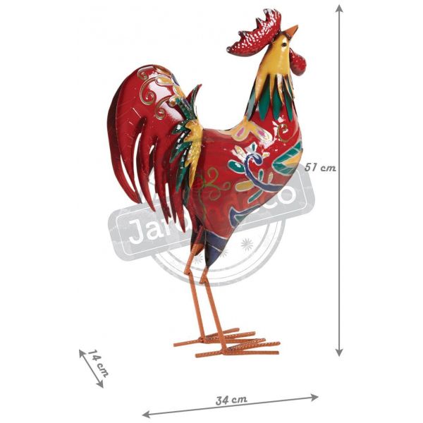 Coq en métal laqué multicolore - AUB-2886