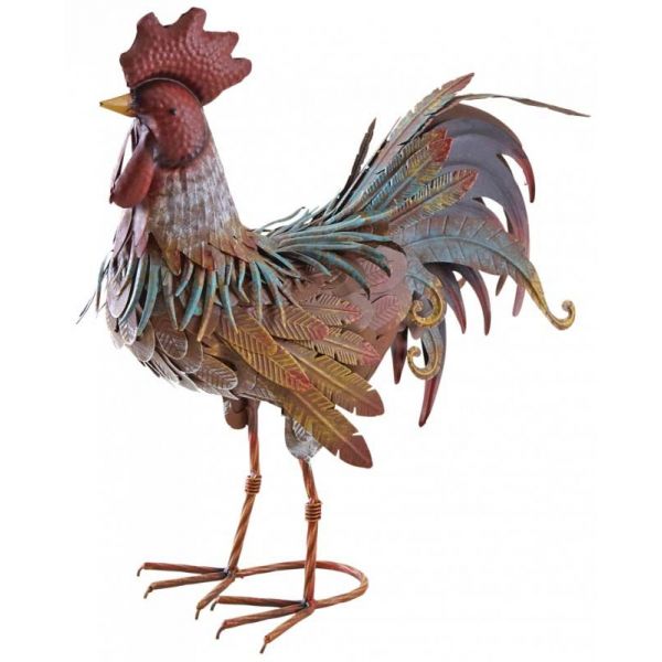 Coq décoratif en métal laqué