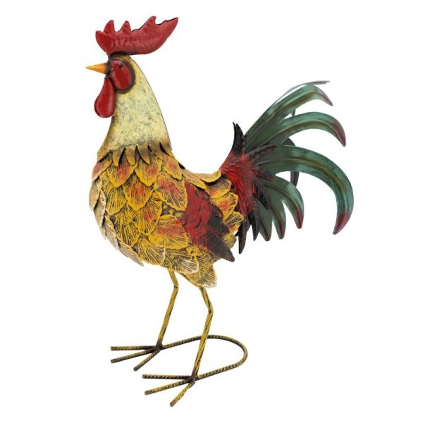 Statue de Coq en métal coloré