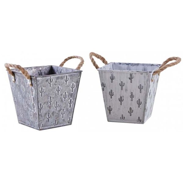 Corbeille carrée en métal cactus - AUB-7128