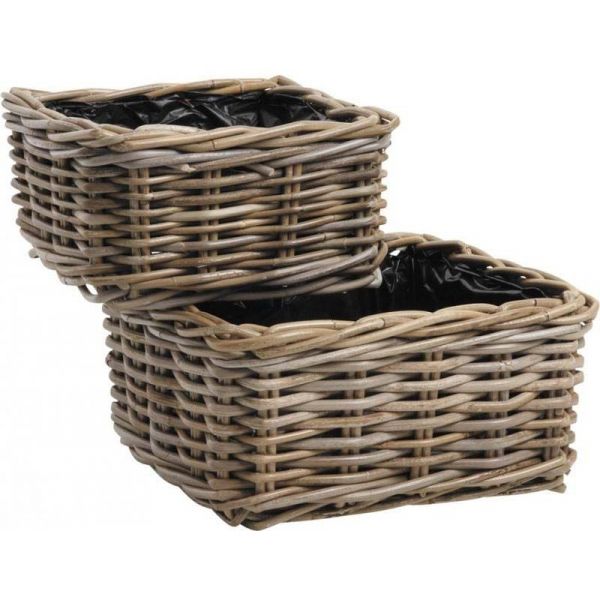 Corbeille carrée en poelet (Lot de 2)