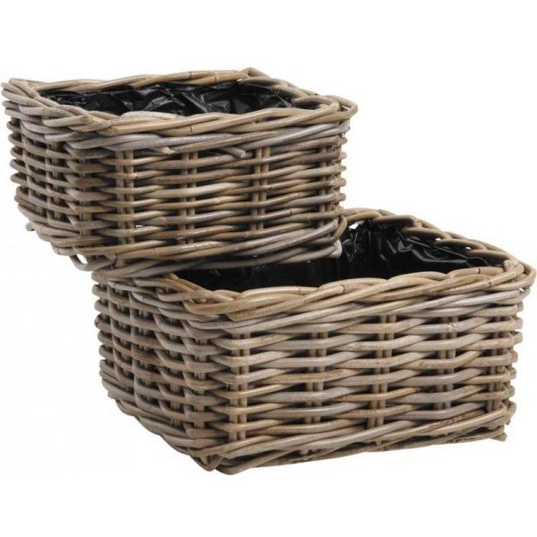 Corbeille carrée en rotin (Lot de 2)