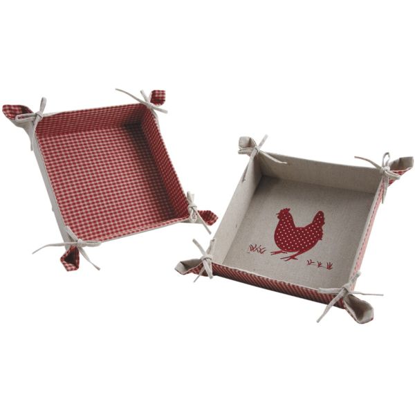 Corbeille en coton motif poule (Lot de 2)