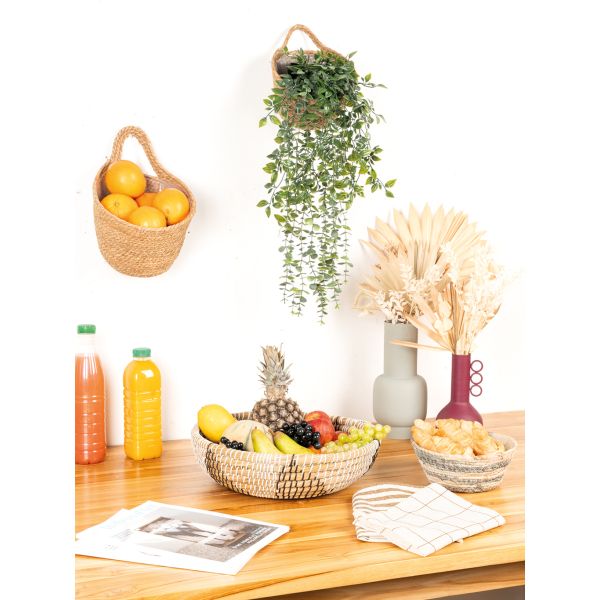 Corbeille à fruits en jonc naturel et teinté - 19,90