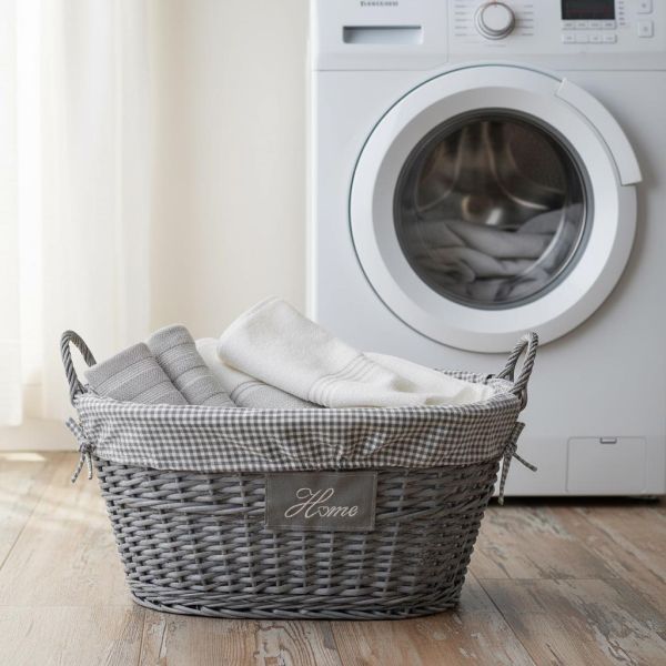 Corbeille à linge Home en osier et coton - AUBRY GASPARD