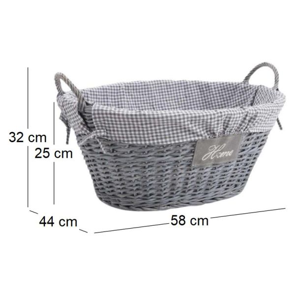 Corbeille à linge Home en osier et coton - AUB-0693