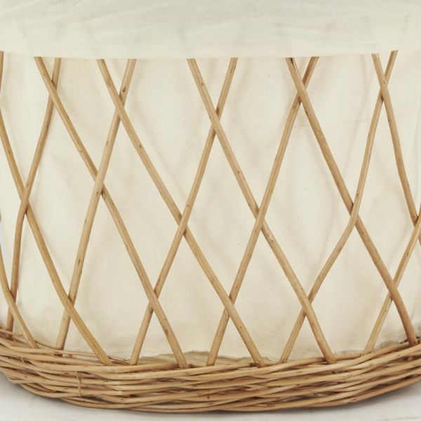 Corbeille à linge en osier buff et coton - 44,90