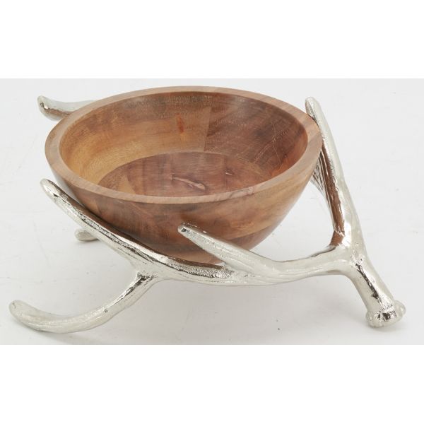 Corbeille en manguier avec bois de cerf en aluminium - AUB-5195
