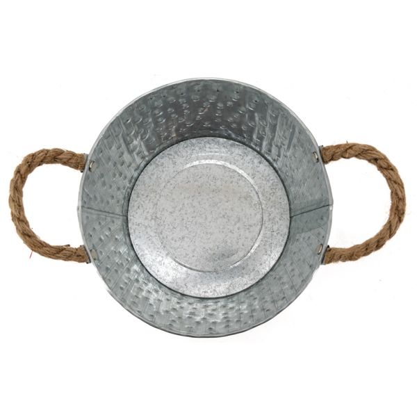 Corbeille métal à pois blanc avec anses - 5,90