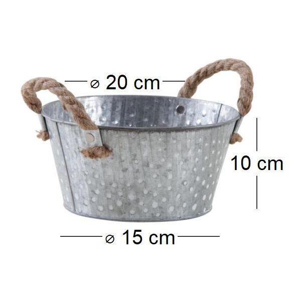 Corbeille métal à pois blanc avec anses - AUB-2768