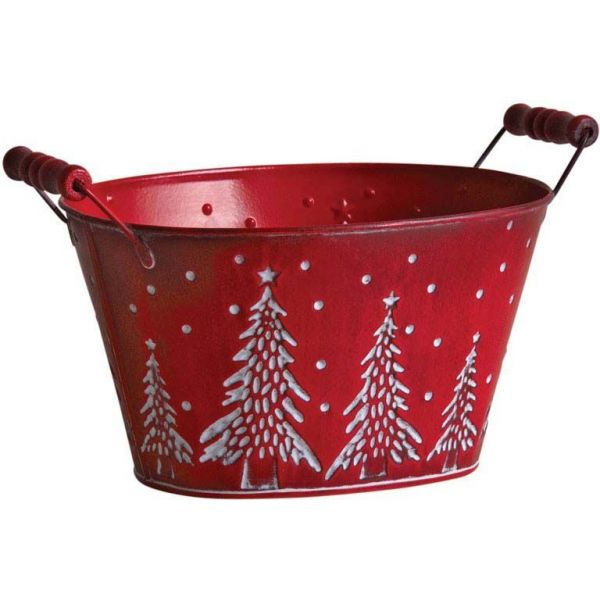 Corbeille en métal sapins de Noël 23 cm