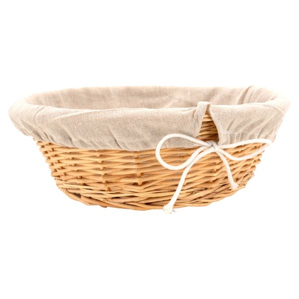 Corbeille en osier blanc avec doublure en jute