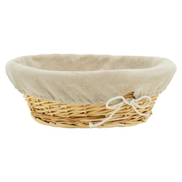 Corbeille en osier blanc avec doublure en jute