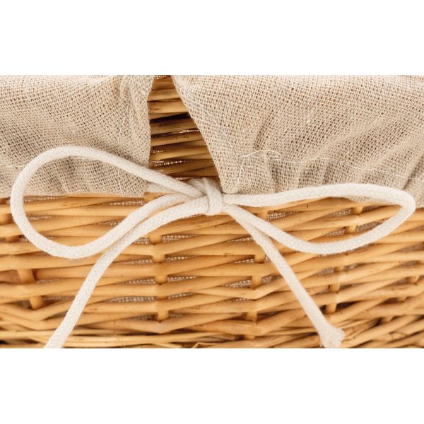 Corbeille en osier blanc avec doublure en jute - AUB-6556