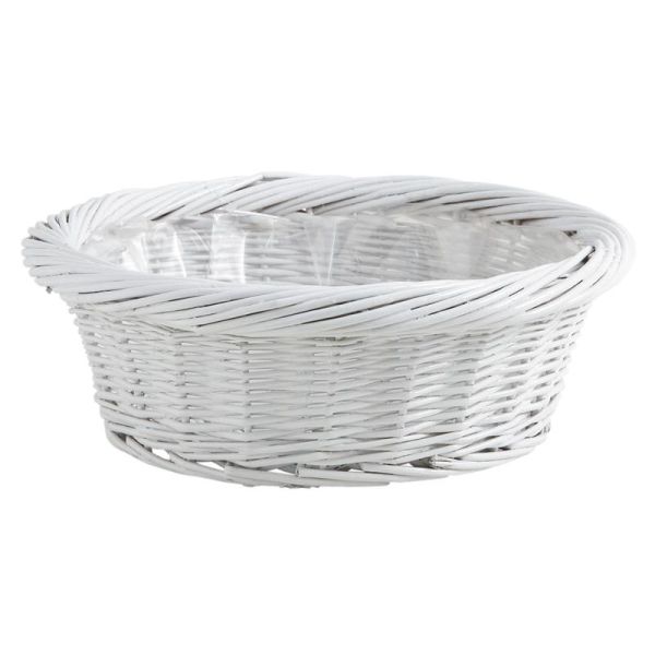 Corbeille en osier laqué blanc avec doublure plastique