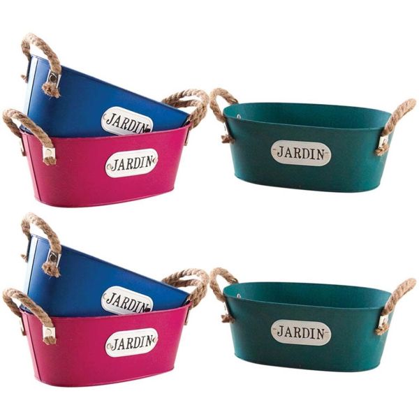 Corbeille ovale en métal coloré 25 cm