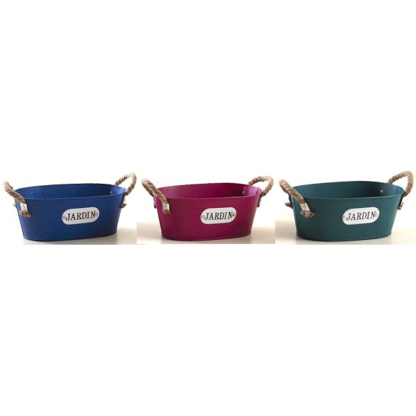 Corbeille ovale en métal coloré 25 cm - 6