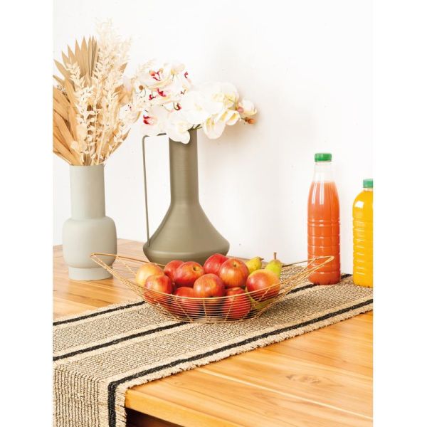 Corbeille à fruits ovale en métal doré - AUB-7180