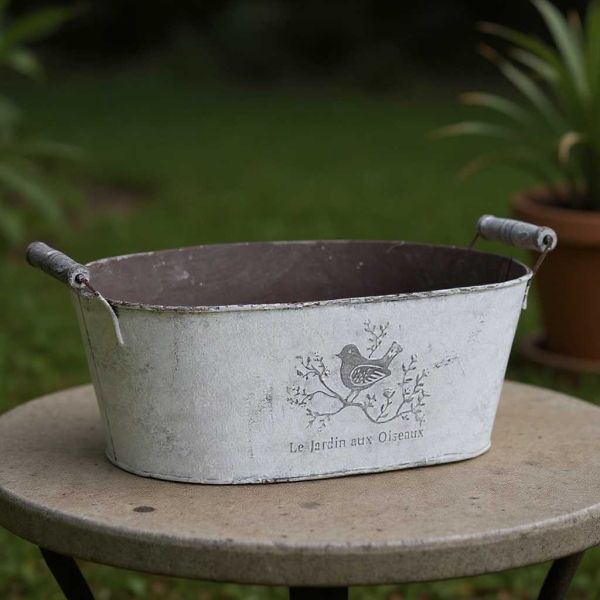 Corbeille ovale en métal Le jardin aux oiseaux - AUBRY GASPARD