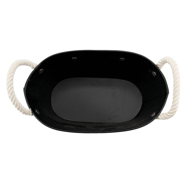 Corbeille ovale en métal laqué noir Bonheur - AUB-3576