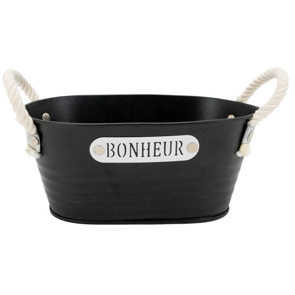 Corbeille ovale en métal laqué noir Bonheur - 5