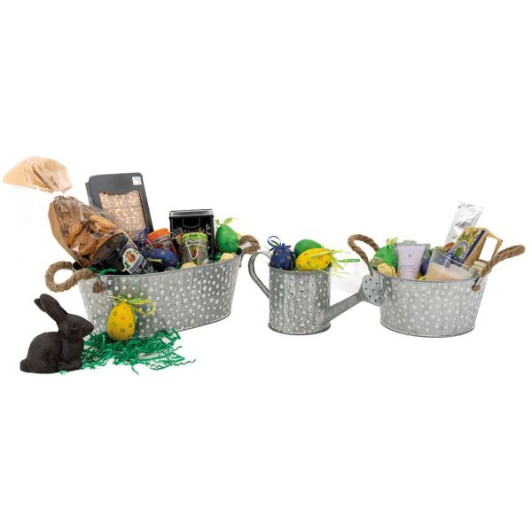 Corbeille ovale métal à pois blanc avec anses - 8