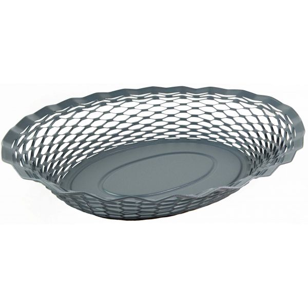Corbeille à pain ovale gris givrée en inox