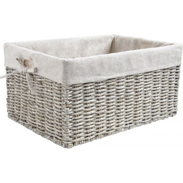 Corbeille de rangement en maïs gris et jute