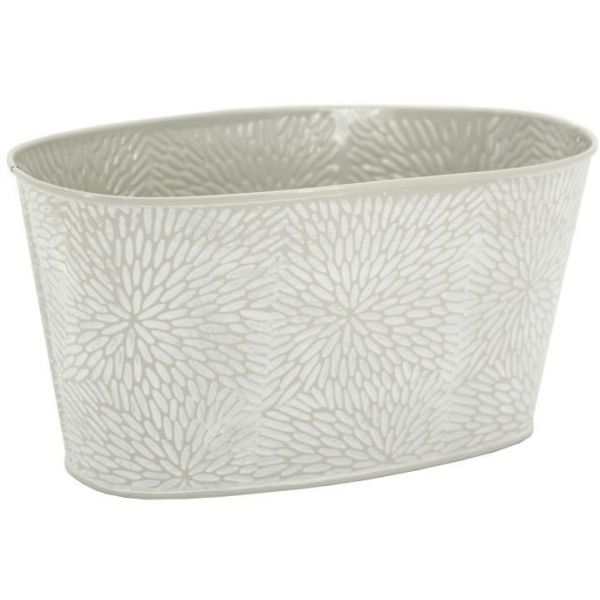 Corbeille ovale en métal laqué motif floral