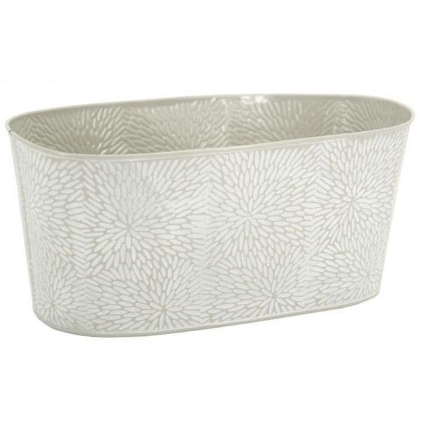 Corbeille ovale en métal laqué motif floral