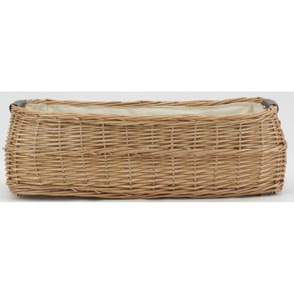 Corbeille rectangulaire en osier buff et coton - 5
