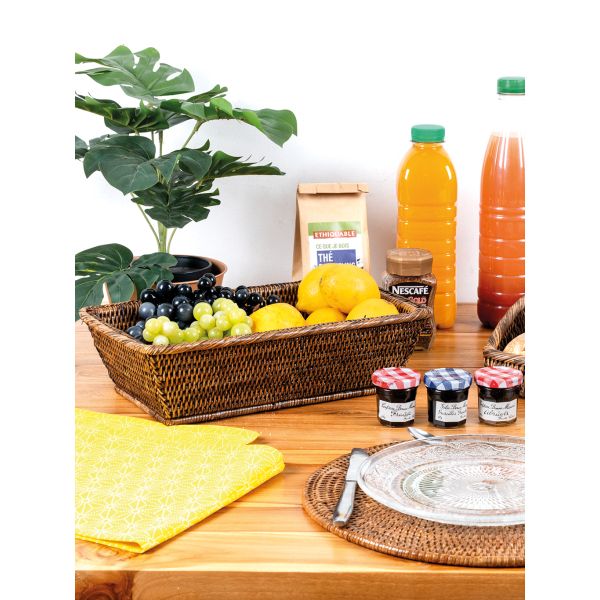 Corbeille rectangulaire en rotin antique - AUBRY GASPARD