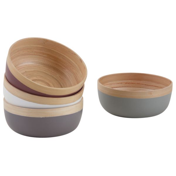 Corbeille ronde en bambou naturel et laqué (Lot de 4)