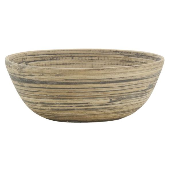 Corbeille ronde en bambou naturel et noir - AUB-6515